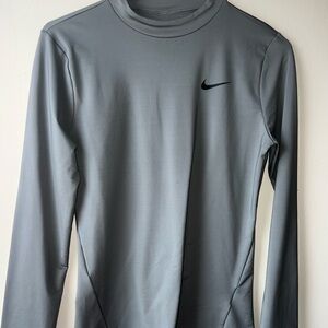 Nike Pro Long Sleeve Dri-FIT Top - Gray with Black Swoosh